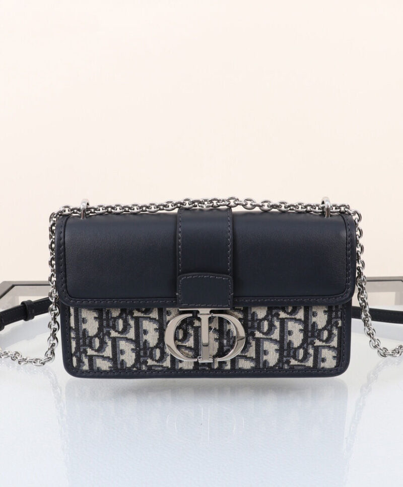 Christian Dior 30 Montaigne East-West Bag with Chain Dark Blue